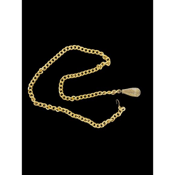 Vintage Gold Tone Chain and Teardrop Tassel MCM Belt/Necklace 36” - Picture 2 of 5